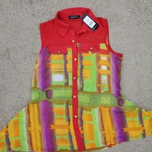 Paris Pink Sleeveless Blouse sz Medium